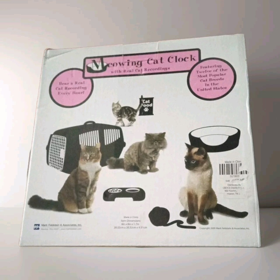 Meowing Cat Clock Wall with Light Sensor & 12 Cat Meow Sounds eBay
