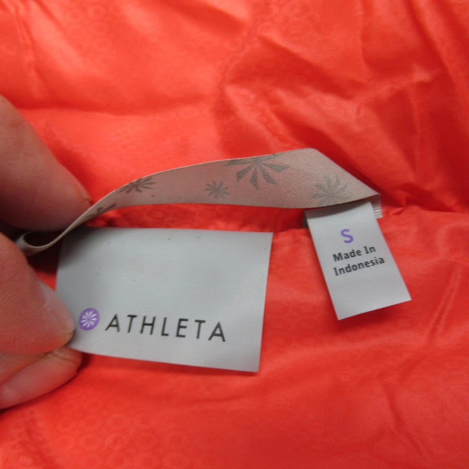 Chaleco Athleta Plumón de Ganso Mujer Pequeño Naranja Downalicious Cremallera Completa Acolchado Puffer Foto 4 de 4