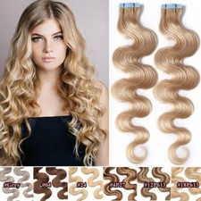 CLEARANCE BodyWave Tape In Remy Human Hair Extensions Full Head Real Thick 80pcs