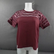 Forever 21 Womens Top Medium Burgundy Sheer Corpcore Quiet Luxury Dark Academia