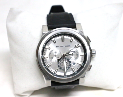 4596 MICHAEL KORS メンズ 腕時計 MK-8593 クロノグラフ Michael Kors MK 8596 Men's Grayson Black Silicone Chronograph