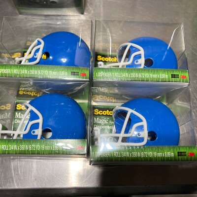 SCOTCH ~ Blue FOOTBALL HELMET w/ WHITE FACE GUARD ~ MAGIC TAPE ...