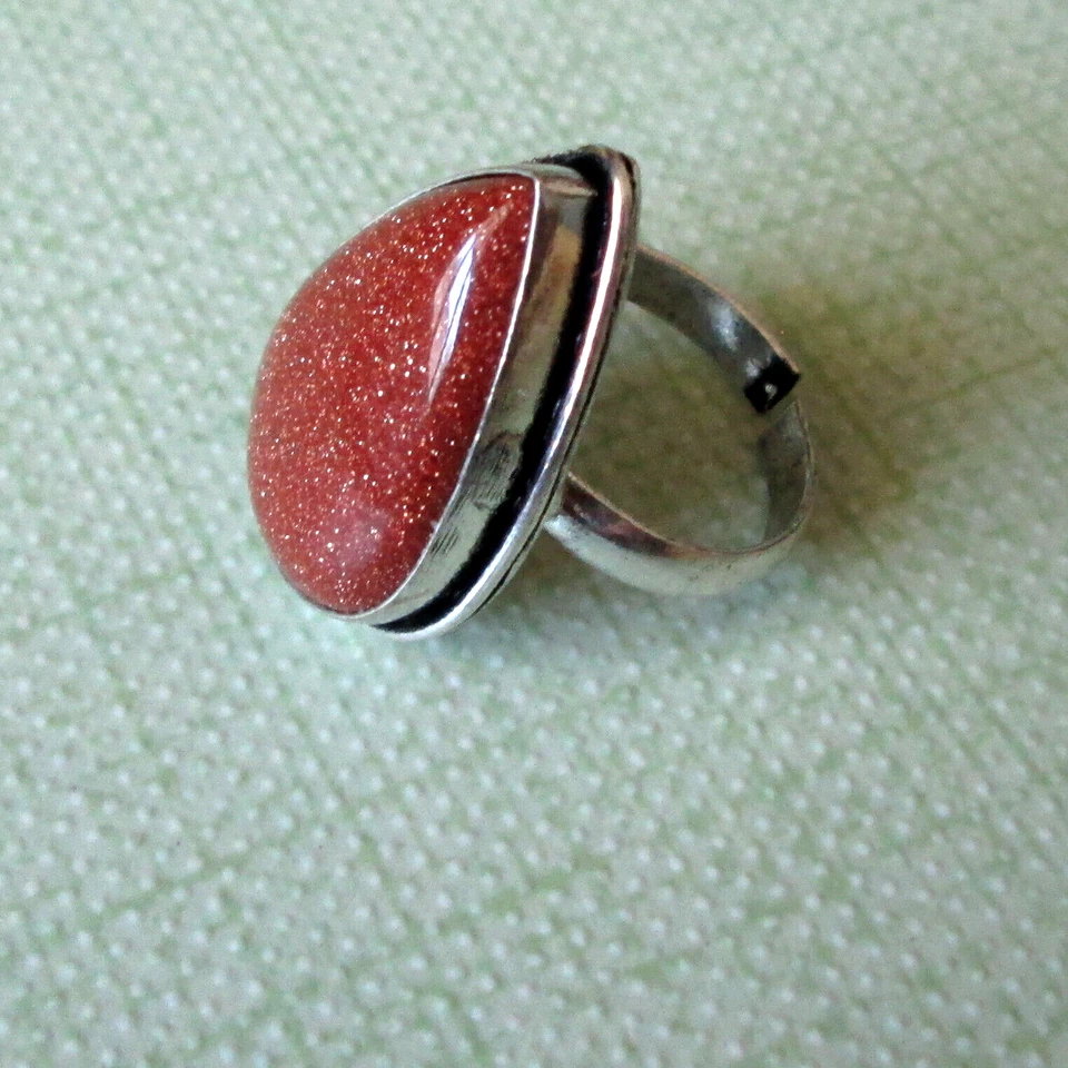 Sun stone handmade gemstone 925silver overlay unisex adjustable ring jewelry - Image 4 of 4