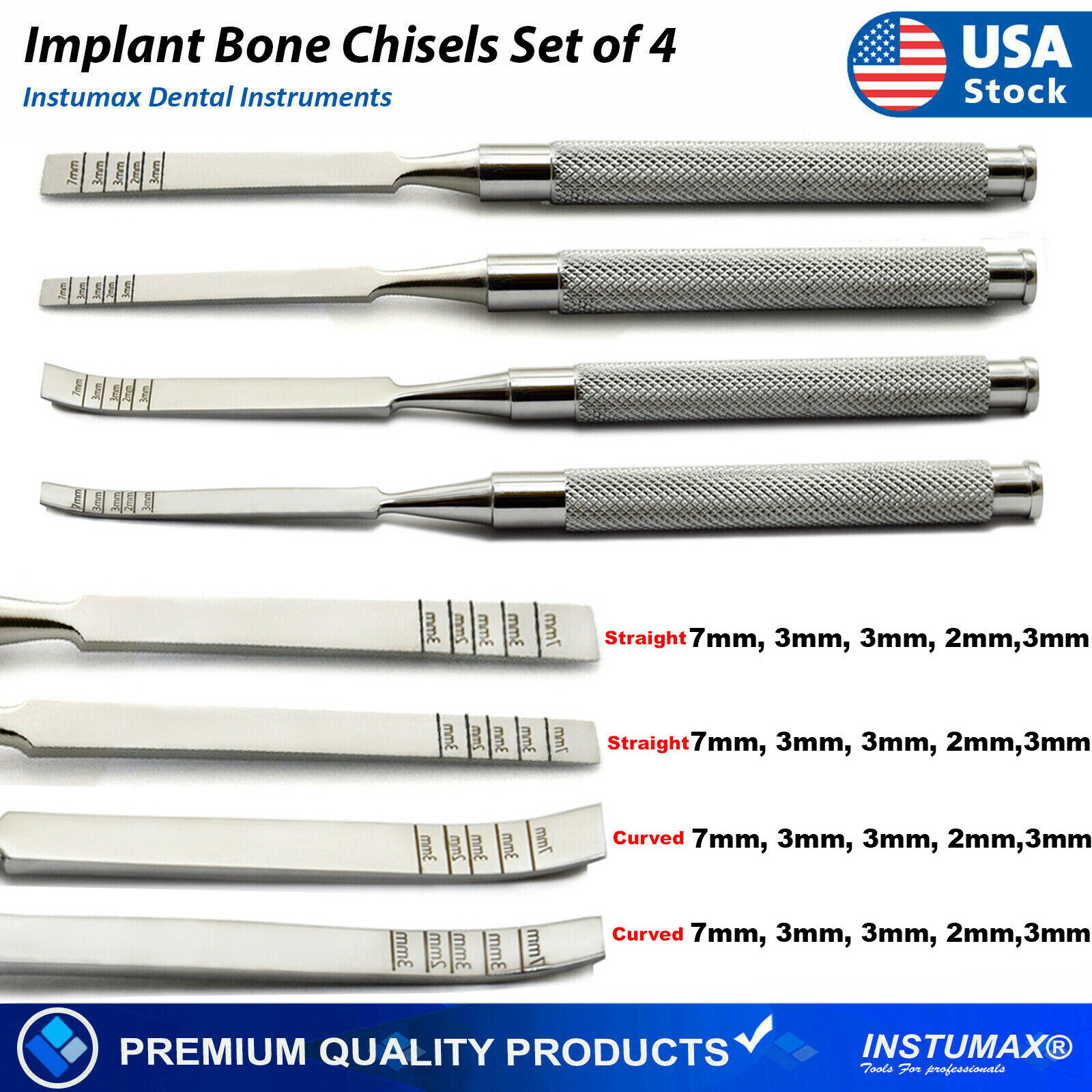 Dental Chisels StraightCurved Surgical Ridge Bone Splitting Extraction