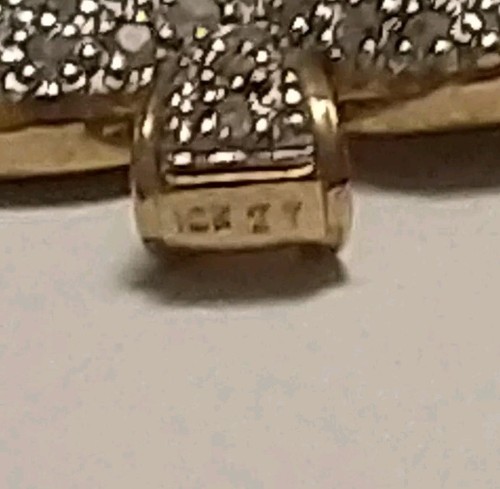 puffed pave diamond heart pendant 10k gold - Picture 5 of 8