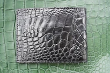 Real Crocodile Leather Skin Men's Money Clip WALLET Black # X36