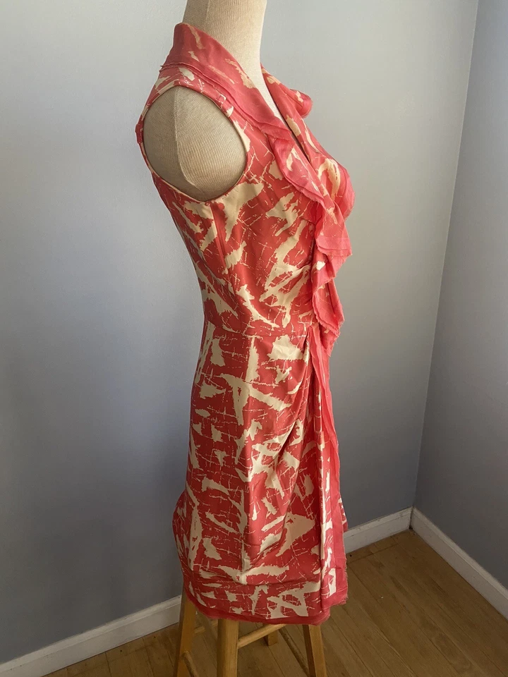 $2,600 OSCAR DE LA RENTA 2010 Runway 100% Silk Abstract Print Dress Size 0-2 - Image 4 of 4