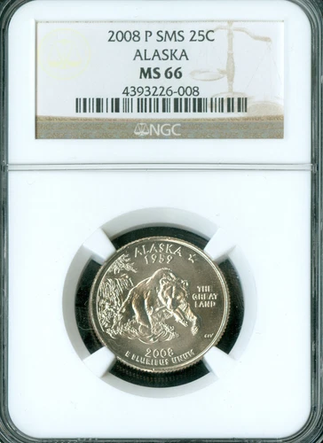 2008 P ALASKA QUARTER NGC MS66 SMS   .