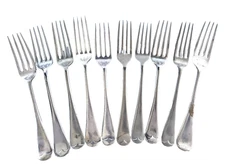 EPNS Silver Entree Forks Assorted x 10 Dining Cutlery Collectible