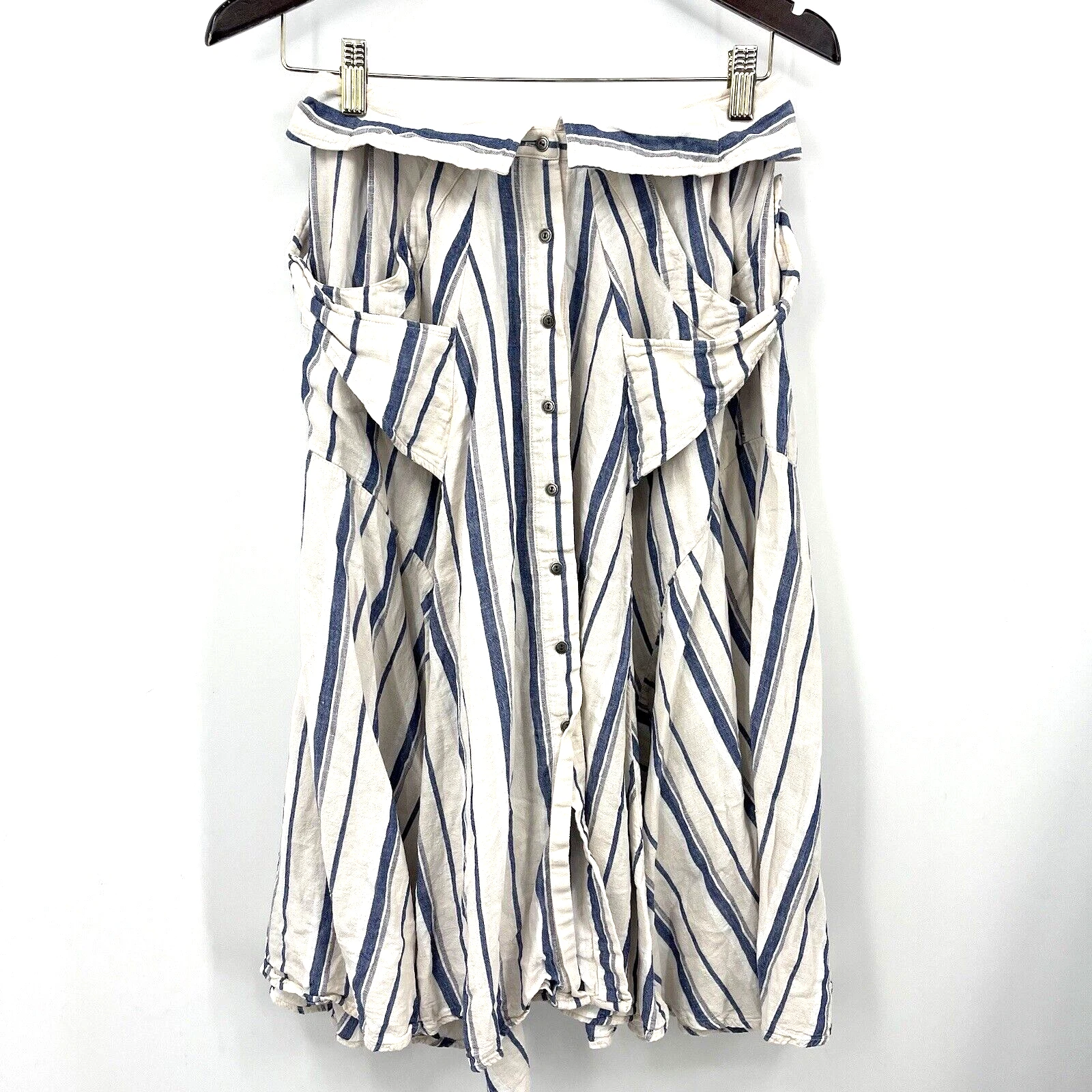 Free People Boardwalk Babe Linen Skirt Womens XS Striped Cottage Quiet Lux Boho