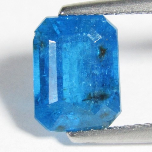 Piedra preciosa suelta corte esmeralda 2,98 quilates apatita azul neón natural 9,5 x 7,2 x 5,3 mm - Imagen 2 de 4