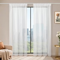 Voile Gardinen 2Er Set Mit KräUselband VorhäNge FüR Wohnzimmer Dekoration