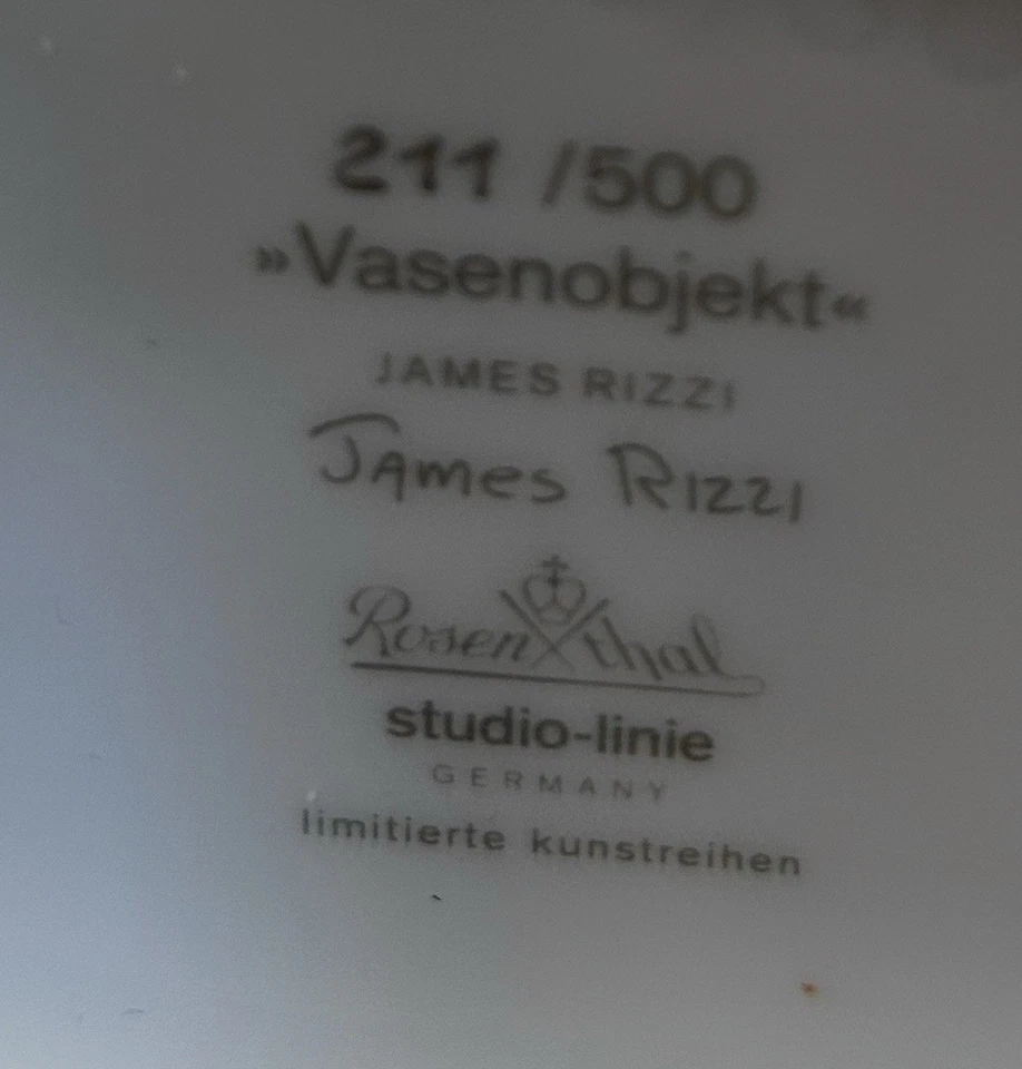 Jarrón objeto James Rizzi Rosenthal jarrón 12" high Studio Line, edición limitada 211/500 Foto 3 de 4