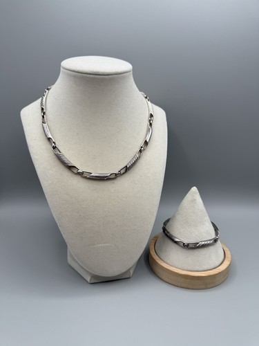 Rare Christian Dior 1990s Vintage Sterling Silver Necklace And Bracelet set