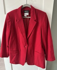 Vintage Sag Harbor Red 100 Wool Blazer Size 18 Single Breasted Fully Lined