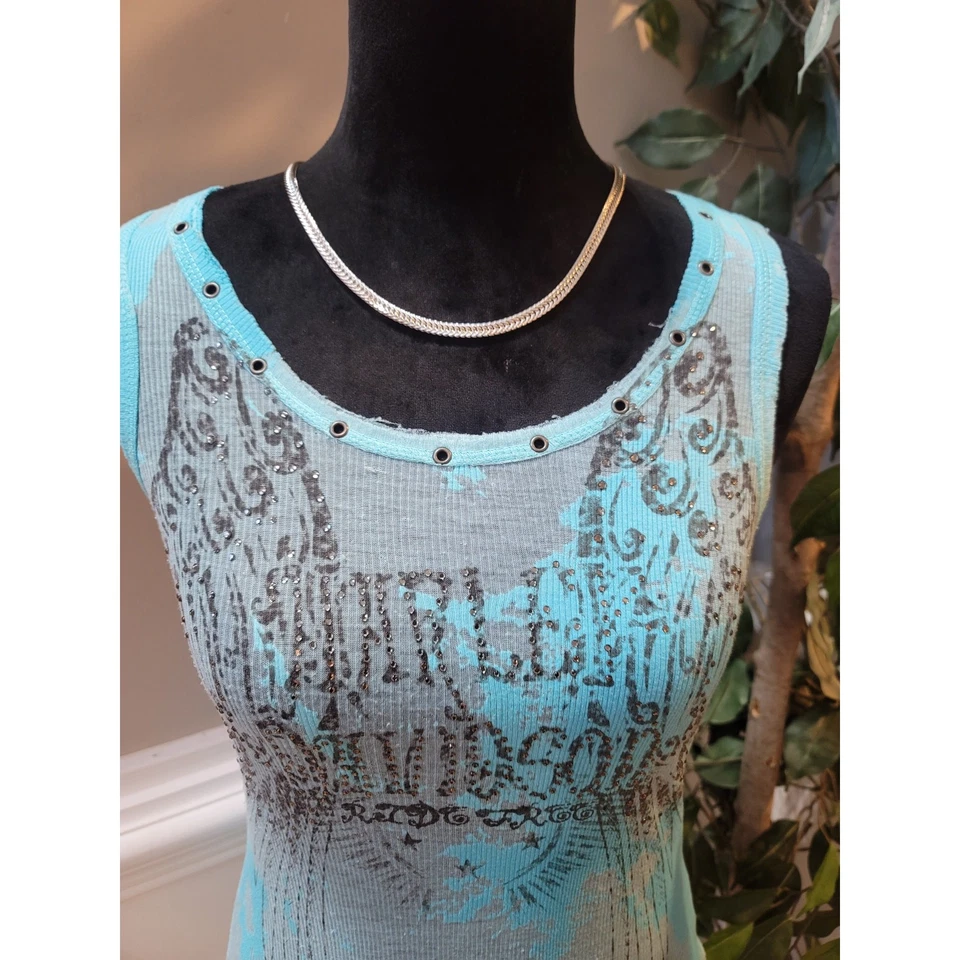 Blusa sin mangas Harley Davidson Clothes para mujer talla mediana azul Foto 3 de 4