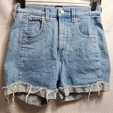 BDG Urban Outfitters High Rise Mom Short Sz 28 Blue Denim Cuffed Boho Hippie Y2K