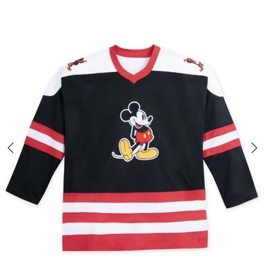 NWT New Disney Parks XL Mickey 28 Striped Sleeve Hockey Jersey NWT New Disney Parks XL Mickey 28 Striped Sleeve Hockey Jersey