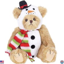 Bearington Froste 10" Plush Christmas Teddy Bear  Snowman - Winter Plush Toys