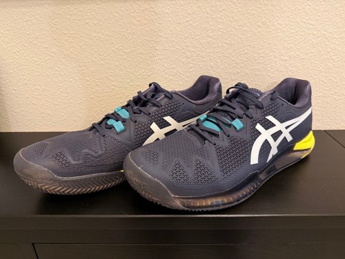 USED Asics Gel Resolution 8 Clay Australian Open Indigo Tennis Shoes Men's Sz 11