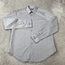 Van Heusen Flex Button Up Shirt Men's 16 34/35 Large Gray Slim Fit