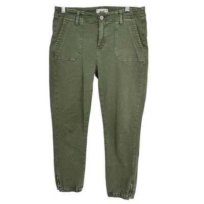 Paige Mayslie Jogger Pants Womens 28 Green Excellent Cargo Slim Fit Zip Cuff