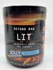 Beyond Raw Lit Pre-Workout Jolly Rancher Blue Raspberry 14.96 Oz Exp. 10/2027