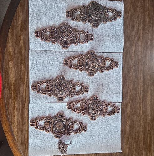 Antique Bronze Decorative Cabinet Backplates 3 in C-C Rectangle w/ Screws (6)