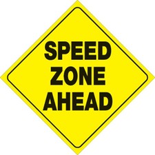 VOSS SIGNS YELLOW PLASTIC REFLECTIVE SIGN 12" - SPEED ZONE AHEAD 433 SZA YR