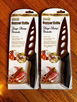 2 Copper Knife Set Never Needs Sharpening Stays Sharp Forever Non-Stick Design