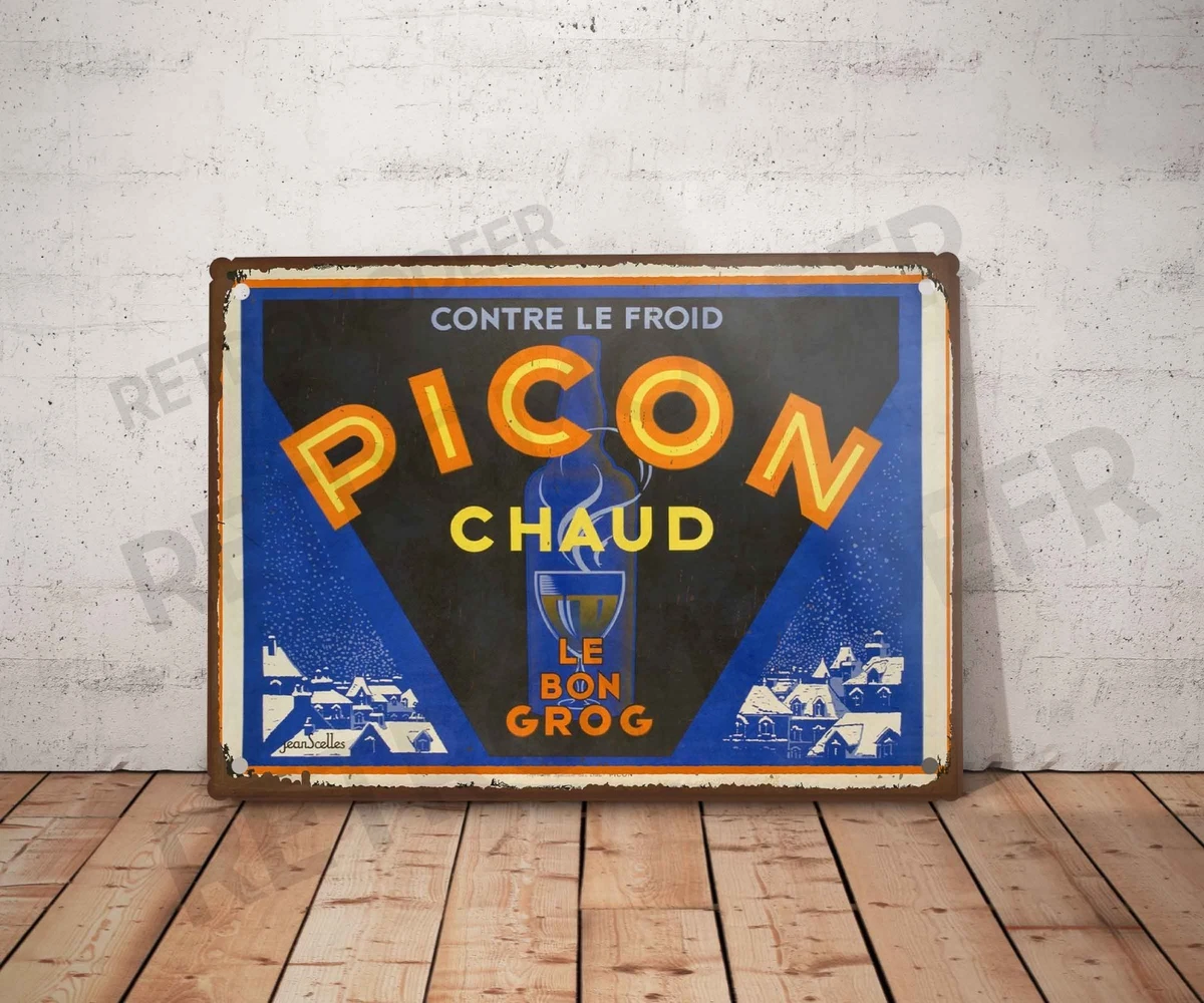 Porte-bouteilles Publicitaire Ancien En Métal – Marque PICON – Déco Atelier Ou Bar Vintage