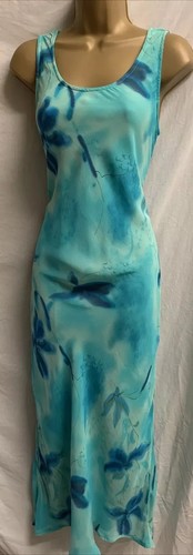 Tropical Turquoise DP Size 10 Slip Floral Midi Holiday Summer Y2K Dress - HOLE - Picture 1 of 12