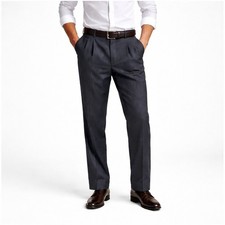 Brooks Brothers 346 Mens 36x30 Charcoal Grey Wool Pleated Cuffed Dress Pants