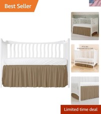 Crib Dust Ruffle in Taupe with 14" Drop - Fits Standard Cribs  Toddler Beds