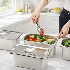 3PCS Stainless Steel Large Capacity Food Containers for Kitchen Storage Catering