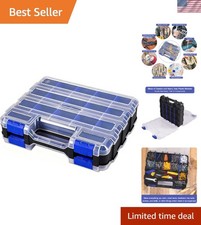 Small Parts Storage Case Tools Box Organizer Double Side 34 Compartments Hard...