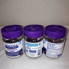 Lot Of 3 Bottles MUCINEX Children's Mighty Chews COUGH, 16-Nighttime, EXP 5/2026