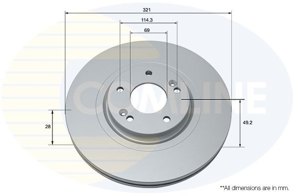 Brake Disc Front Fits Hyundai Grand Santa Fé Santa Fe Kia COMLINE ADC2845V