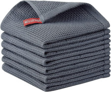 100 Cotton Waffle Weave Kitchen Towels,6 Pack Dish Cloths for Washing Dishes,Ki