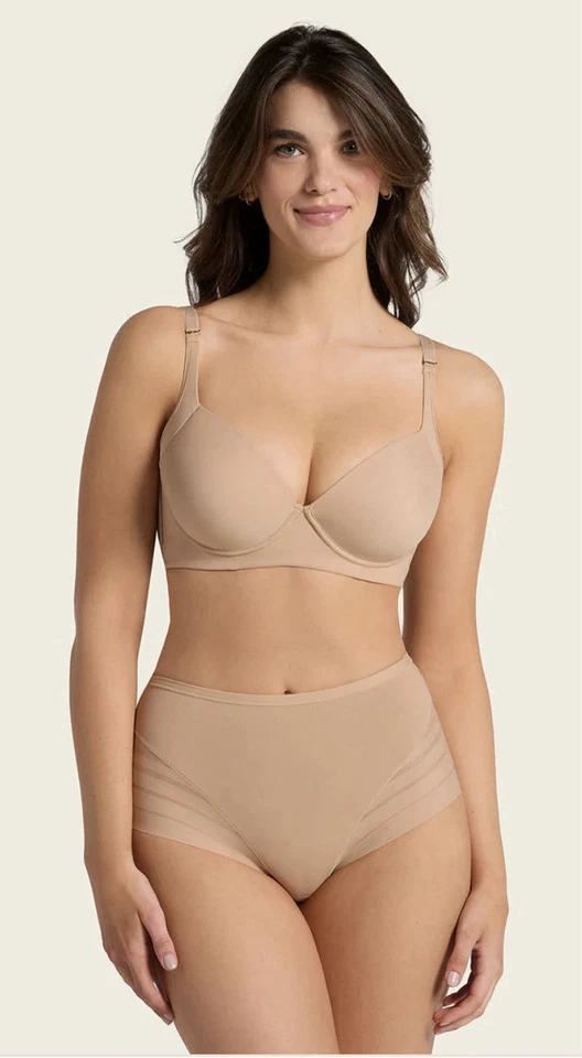 NUEVO Panty Leonisa Mujer Encaje Rayas Indetectable Clásico Modelador Marrón Talla M Foto 2 de 4
