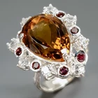 Jewellery 10 ct+ Natural Citrine Quartz Ring 925 Sterling Silver Size 8 /R442851