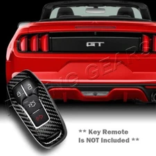 REAL CARBON FIBER SMART REMOTE KEY SHELL COVER CASE FIT FORD MUSTANG 3/4 BUTTON