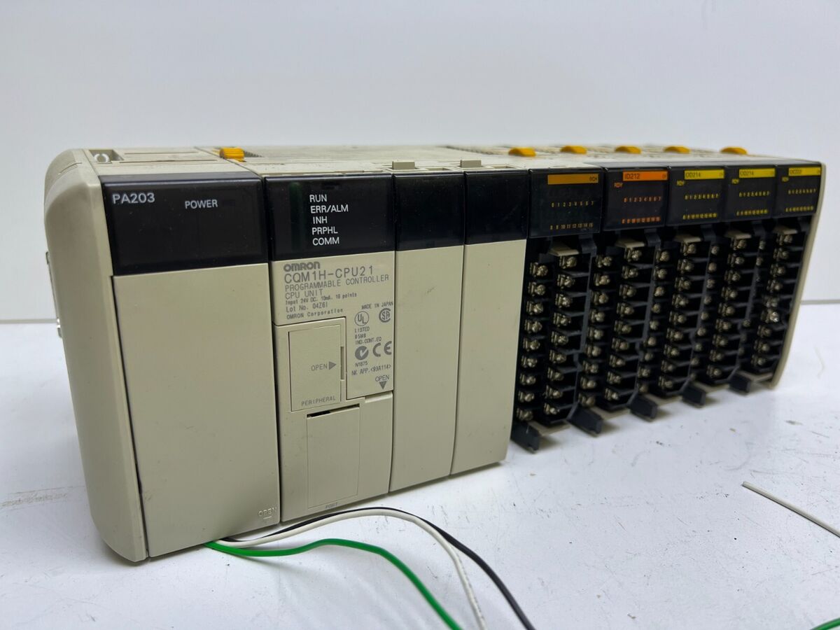 Omron CQM1H-CPU21 PLC & (1) PA203 PSU, (1) ID212, (2) OD214 Omron CQM1H-CPU21 PLC & (1) PA203 PSU, (1) ID212, (2) OD214