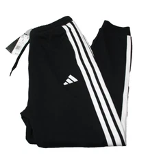Adidas French Terry Sweat Pants Black White 3 Stripes Regular Fit Mens Sz Large