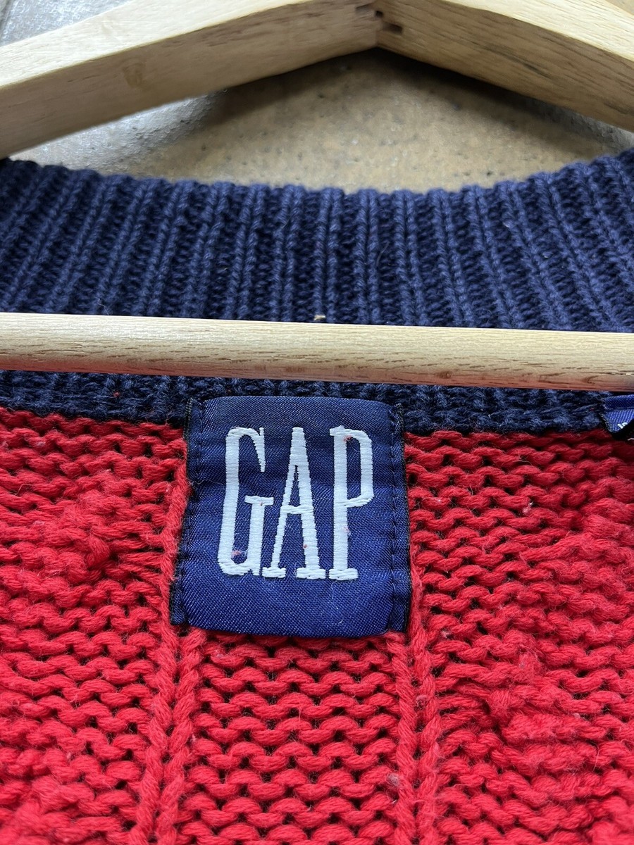 Vintage Gap Cable Knit Cardigan Sweater Mens Large 90s V Vintage Gap Cable Knit Cardigan Sweater Mens Large 90s V