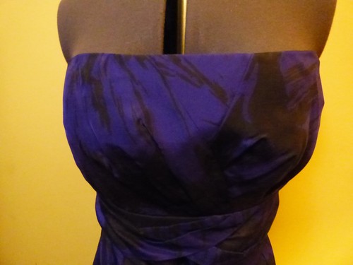 MONSOON Blue & Black Silk Tafetta Bardot Boned Bodice Corset Top Size 18 New - Picture 15 of 22