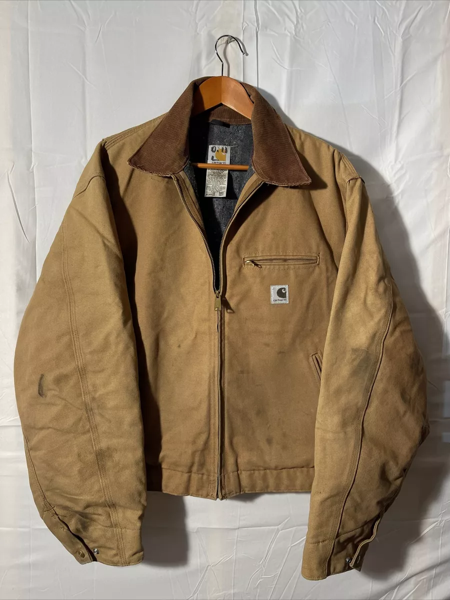 Carhartt USA J01 BRN Blanket Lined Duck Detroit Work Jacket Size 48 Regular