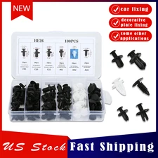 100PCS Car Retainer Auto Fasteners Push Trim Plastic Clips Pin Rivet Bumper Kit