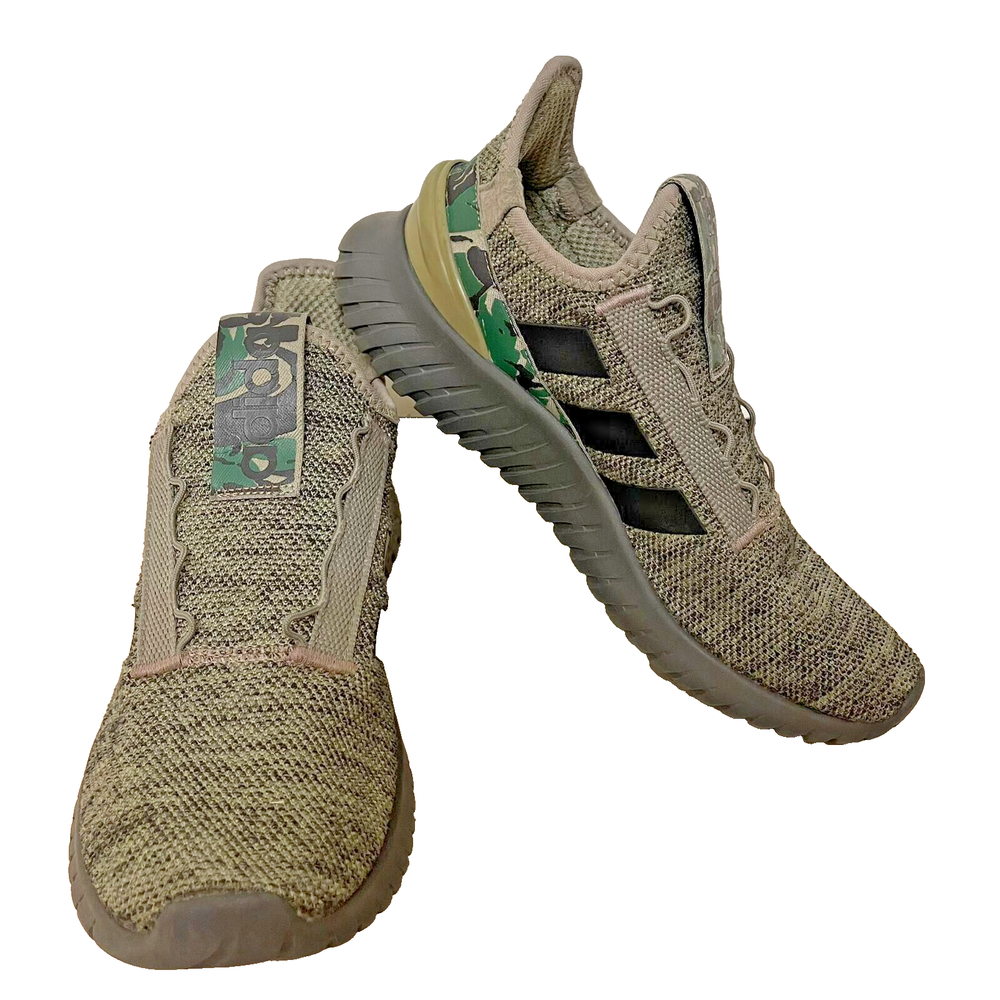 ADIDAS Cloudfoam Green Black Camo Sneakers Men's Casual Running Shoes Size 8