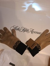  350 New Burberry Cotton Gloves SZ LARGE BEIGE/BLACK LIMITED EDITION Authentic